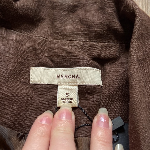 Brown Linen Womens Suit Jacket Blazer - Picture 3 of 7